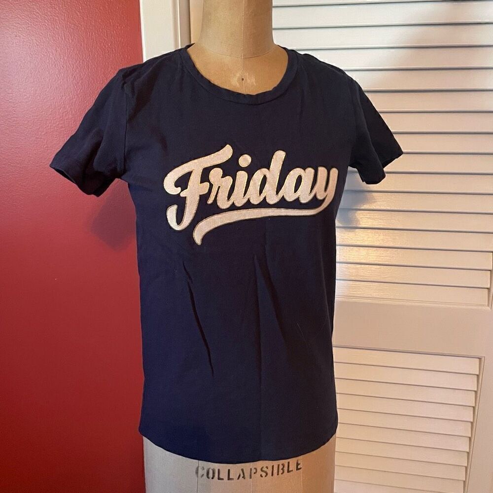 J CREW | navy blue FRIDAY collector t XS